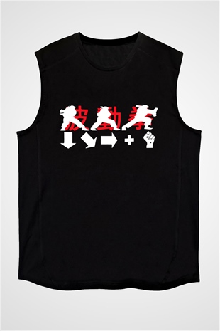 Street Fighter Siyah Unisex Kolsuz Tişört