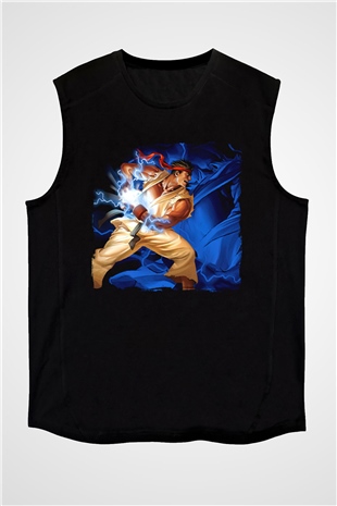 Street Fighter Siyah Unisex Kolsuz Tişört