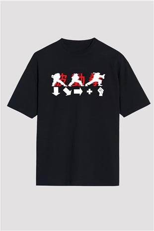 Street Fighter Siyah Unisex Oversize Tişört