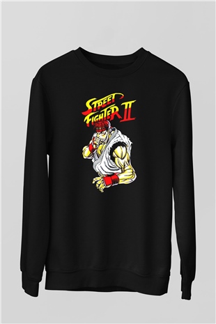 Street Fighter Siyah Unisex  Sweatshirt