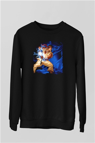 Street Fighter Siyah Unisex Sweatshirt