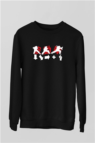 Street Fighter Siyah Unisex Sweatshirt