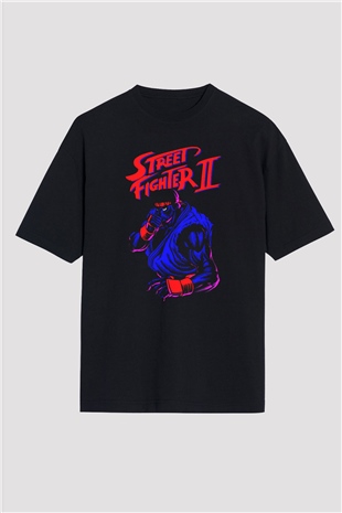 Street Fighter Siyah Oversize Tişört