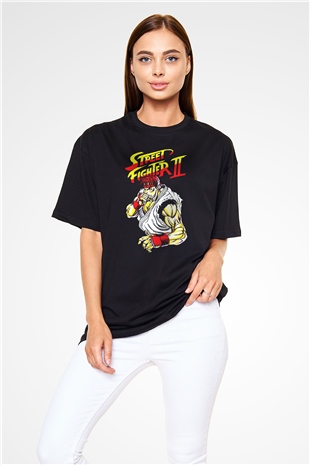 Street Fighter Siyah Oversize Tişört