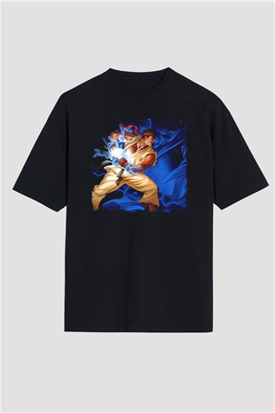Street Fighter Siyah Oversize Tişört Oversize T-shirt