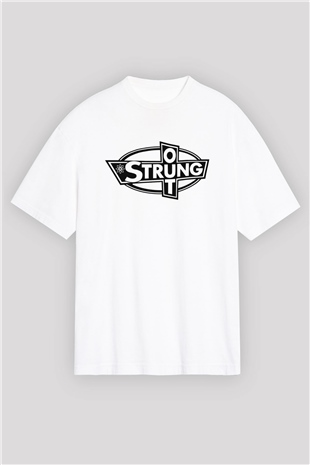 Strung Out Beyaz Unisex Oversize Tişört T-Shirt - Oversize Tişört Fabrikası