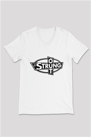 Strung Out Beyaz Unisex V Yaka Tişört T-Shirt - V Yaka Tişört Fabrikası