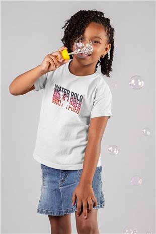 Su Topu Baskılı Unisex Beyaz Çocuk Tişört - Tshirt