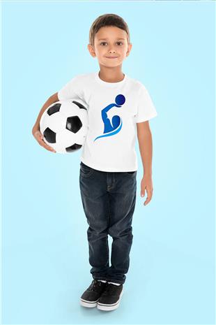Su Topu Baskılı Unisex Beyaz Çocuk Tişört - Tshirt