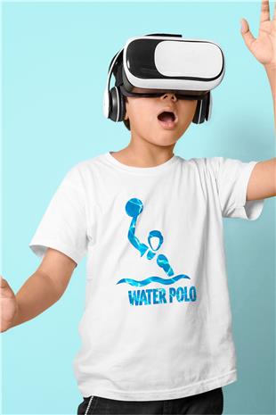 Su Topu Baskılı Unisex Beyaz Çocuk Tişört - Tshirt