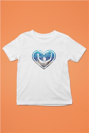 Su Topu Baskılı Unisex Beyaz Çocuk Tişört - Tshirt
