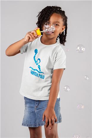 Su Topu Baskılı Unisex Beyaz Çocuk Tişört - Tshirt