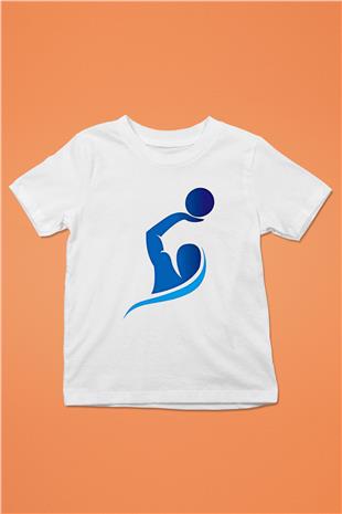 Su Topu Baskılı Unisex Beyaz Çocuk Tişört - Tshirt