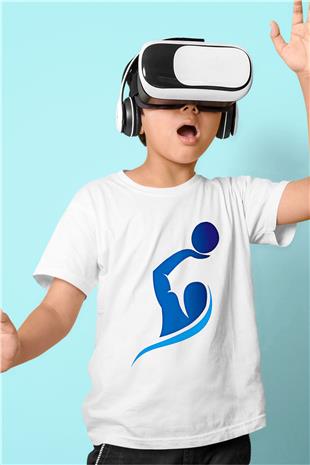 Su Topu Baskılı Unisex Beyaz Çocuk Tişört - Tshirt
