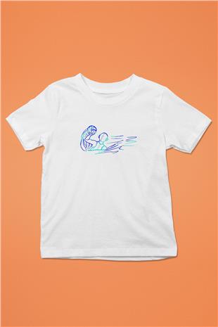 Su Topu Baskılı Unisex Beyaz Çocuk Tişört - Tshirt