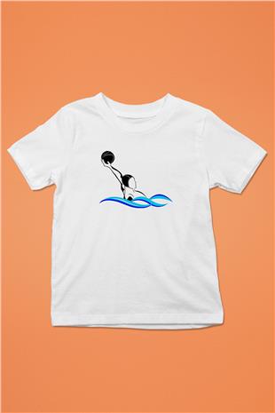 Su Topu Baskılı Unisex Beyaz Çocuk Tişört - Tshirt