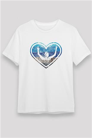 Su Topu Baskılı Unisex Beyaz Tişört - Tshirt