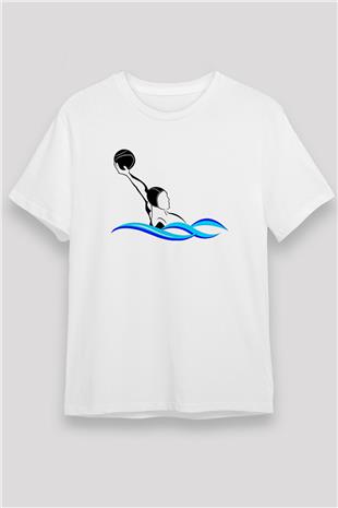 Su Topu Baskılı Unisex Beyaz Tişört - Tshirt