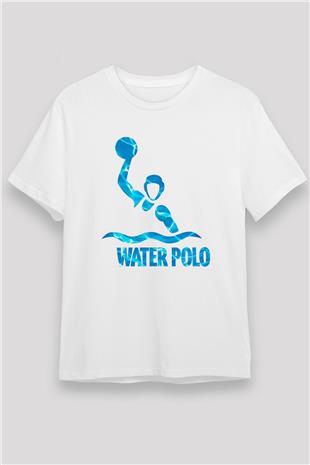 Su Topu Baskılı Unisex Beyaz Tişört - Tshirt