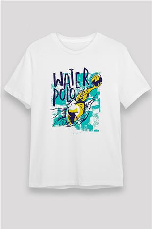 Su Topu Baskılı Unisex Beyaz Tişört - Tshirt