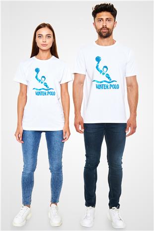 Su Topu Baskılı Unisex Beyaz Tişört - Tshirt