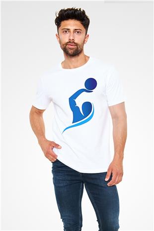 Su Topu Baskılı Unisex Beyaz Tişört - Tshirt