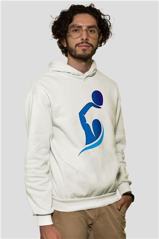 Su Topu Baskılı Unisex Ekru Hoodie