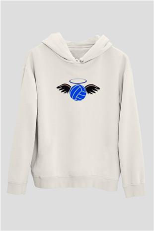 Su Topu Baskılı Unisex Ekru Hoodie