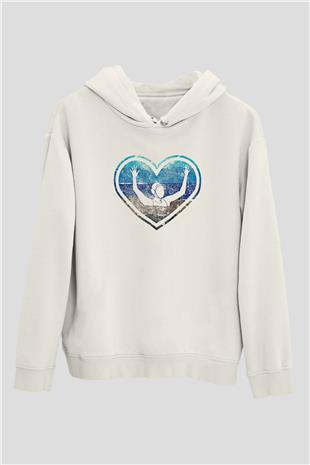 Su Topu Baskılı Unisex Ekru Hoodie