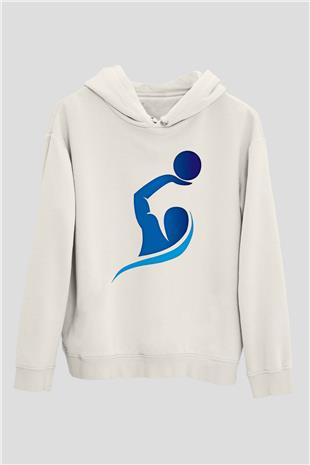 Su Topu Baskılı Unisex Ekru Hoodie