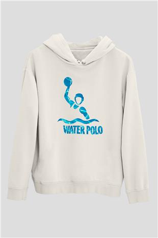 Su Topu Baskılı Unisex Ekru Hoodie