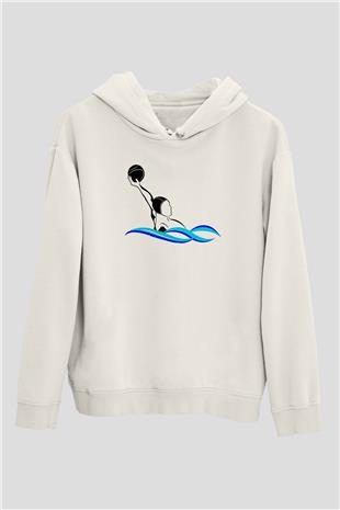 Su Topu Baskılı Unisex Ekru Hoodie