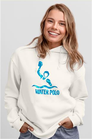 Su Topu Baskılı Unisex Ekru Hoodie