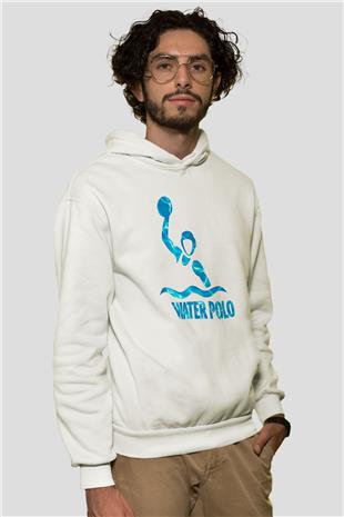 Su Topu Baskılı Unisex Ekru Hoodie