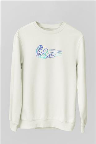 Su Topu Baskılı Unisex Ekru Sweatshirt
