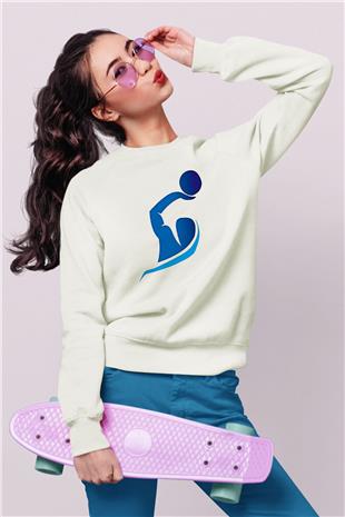 Su Topu Baskılı Unisex Ekru Sweatshirt