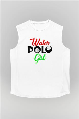 Su Topu Baskılı Unisex Kolsuz Beyaz Tişört