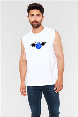Su Topu Baskılı Unisex Kolsuz Beyaz Tişört