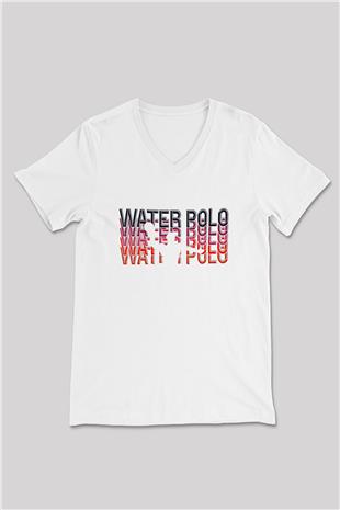 Su Topu Baskılı Unisex V Yaka Tişört - Tshirt