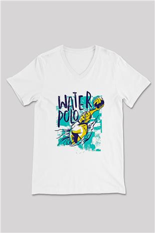 Su Topu Baskılı Unisex V Yaka Tişört - Tshirt