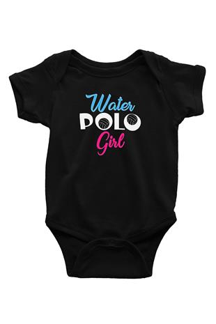 Su Topu - Water Polo Baskılı Unisex Siyah Bebek Body - Zıbın