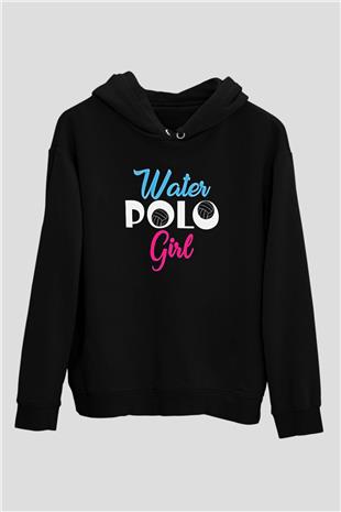 Su Topu - Water Polo Baskılı Unisex Siyah Kapüşonlu Sweatshirt