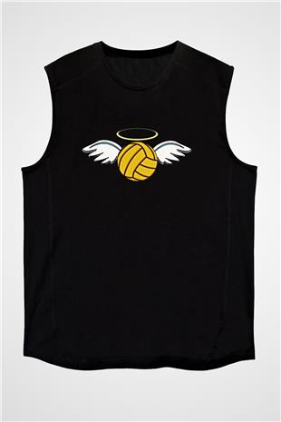 Su Topu - Water Polo Baskılı Unisex Siyah Kolsuz Tişört