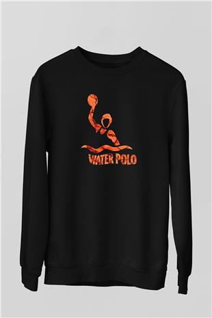Su Topu - Water Polo Baskılı Unisex Siyah Sweatshirt