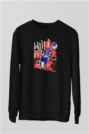Su Topu - Water Polo Baskılı Unisex Siyah Sweatshirt