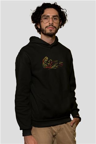 Su Topu - Water Polo Baskılı Unisex Siyah Kapüşonlu Sweatshirt