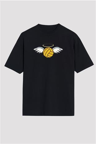 Su Topu - Water Polo Baskılı Unisex Siyah Oversize Tişört