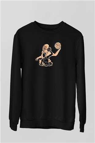 Su Topu - Water Polo Baskılı Unisex Siyah Sweatshirt
