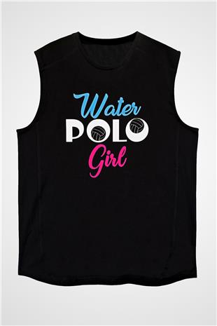 Su Topu - Water Polo Baskılı Unisex Siyah Kolsuz Tişört
