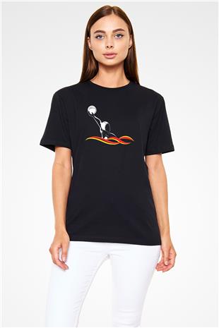 Su Topu - Water Polo Baskılı Unisex Siyah Tişört - Tshirt